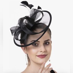 Fascinators Feathers Tea Party Hat Veil Headband with Hair Clip NIB